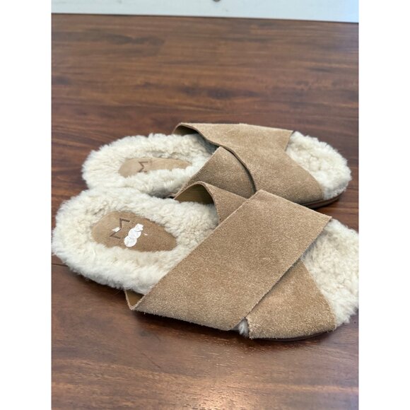 Marc Fisher LTD Women's Canna Shearling Slide‎ Sandals Size 7 Suede Leather Chia - Picture 5 of 11